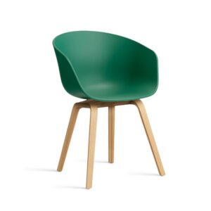 Fauteuil AAC 22, Piétement chêne vernis naturel, Teal green 2.0