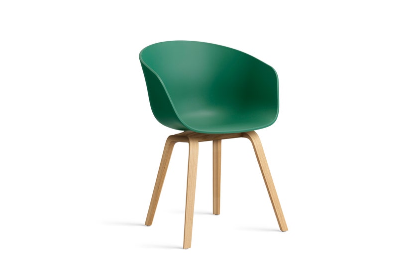 Fauteuil AAC 22, Piétement chêne vernis naturel, Teal green 2.0