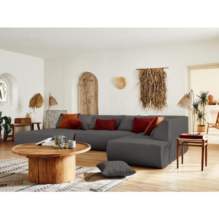 Onyx - Canapé modulable 7 places angle droit en tissu gris foncé – Image 2