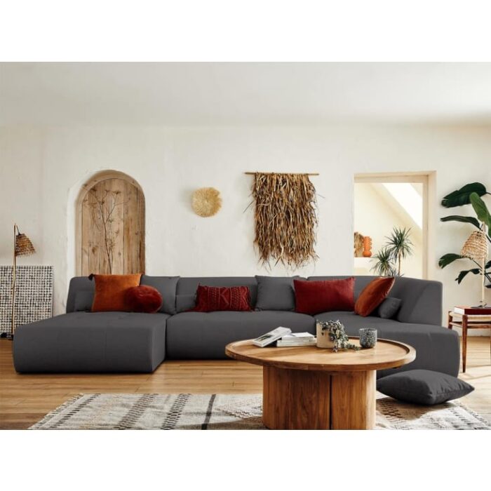 Onyx - Canapé modulable 7 places angle droit en tissu gris foncé – Image 3