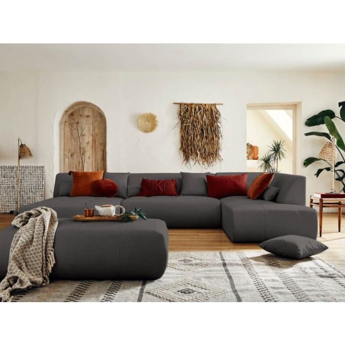 Onyx - Canapé modulable 7 places angle droit en tissu gris foncé – Image 4