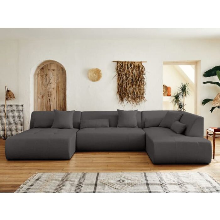 Onyx - Canapé modulable 7 places angle droit en tissu gris foncé – Image 6