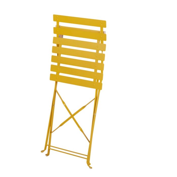 Guinguette - Chaises à dîner de jardin pliables en métal jaune (x2) – Image 2