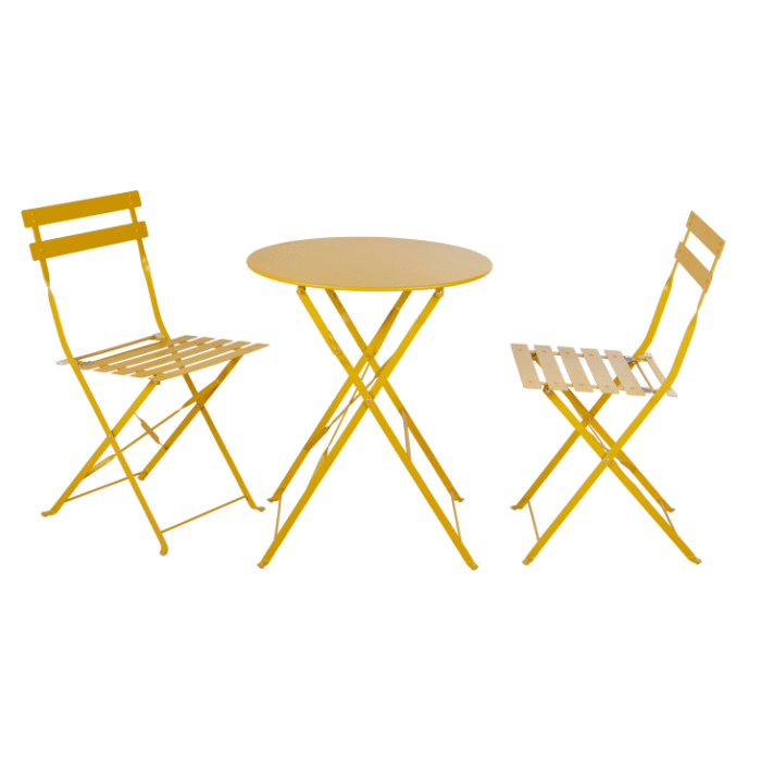 Guinguette - Chaises à dîner de jardin pliables en métal jaune (x2) – Image 3