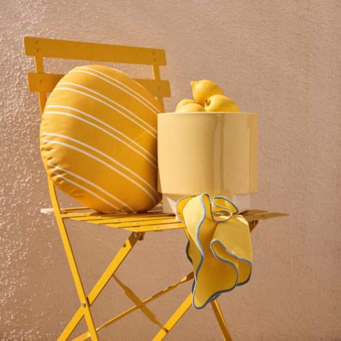 Guinguette - Chaises à dîner de jardin pliables en métal jaune (x2) – Image 6