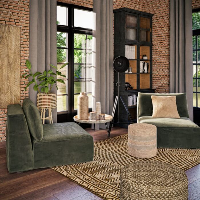 Barack - Green marbled velvet modular sofa chair – Image 12