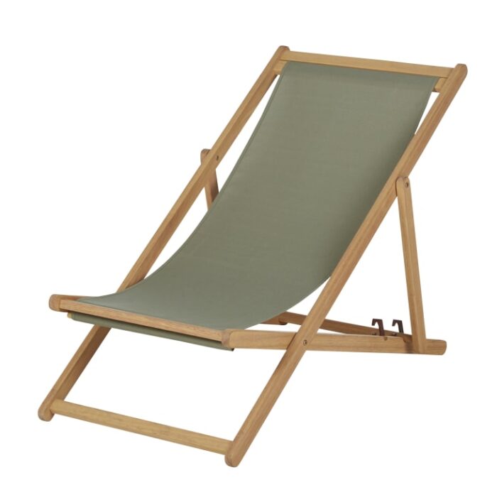 Panama - Chilienne en bois d'eucalyptus et toile en polyester recyclé vert kaki – Image 2