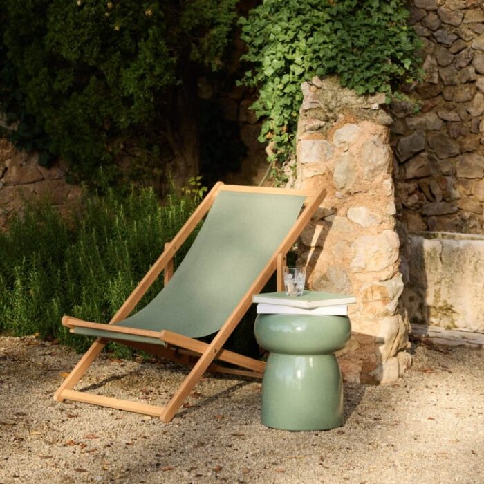 Panama - Chilienne en bois d'eucalyptus et toile en polyester recyclé vert kaki – Image 5