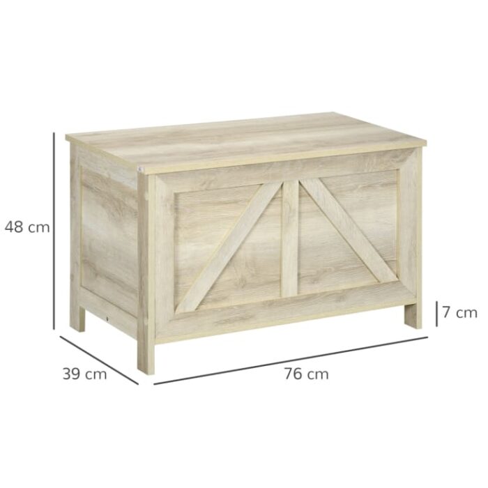 Homcom - Coffre de rangement couvercle relevable sécurité bois bois naturel – Image 4