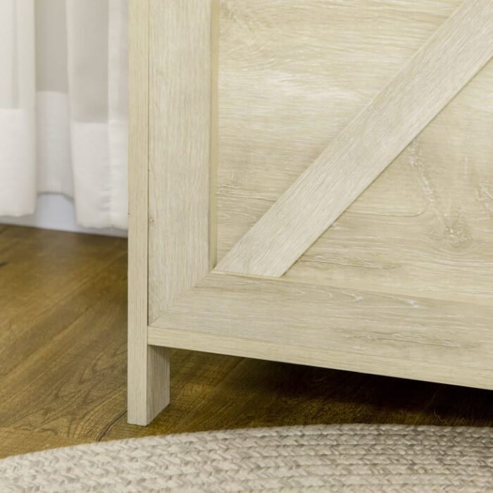 Homcom - Coffre de rangement couvercle relevable sécurité bois bois naturel – Image 5
