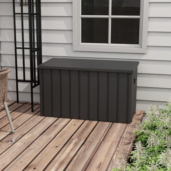Outsunny - Coffre de rangement malle de jardin capacité 450l en métal anthracite – Image 4