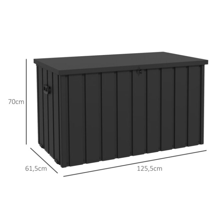 Outsunny - Coffre de rangement malle de jardin capacité 450l en métal anthracite – Image 2