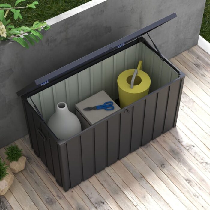 Outsunny - Coffre de rangement malle de jardin capacité 450l en métal anthracite – Image 5