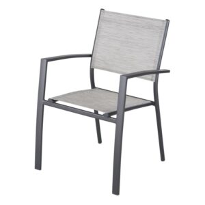 Isili - Fauteuil à dîner de jardin en aluminium gris anthracite