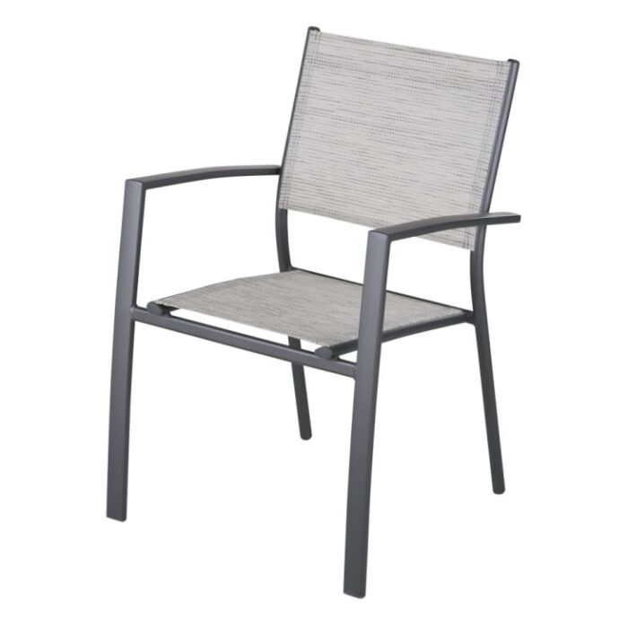Isili - Fauteuil à dîner de jardin en aluminium gris anthracite