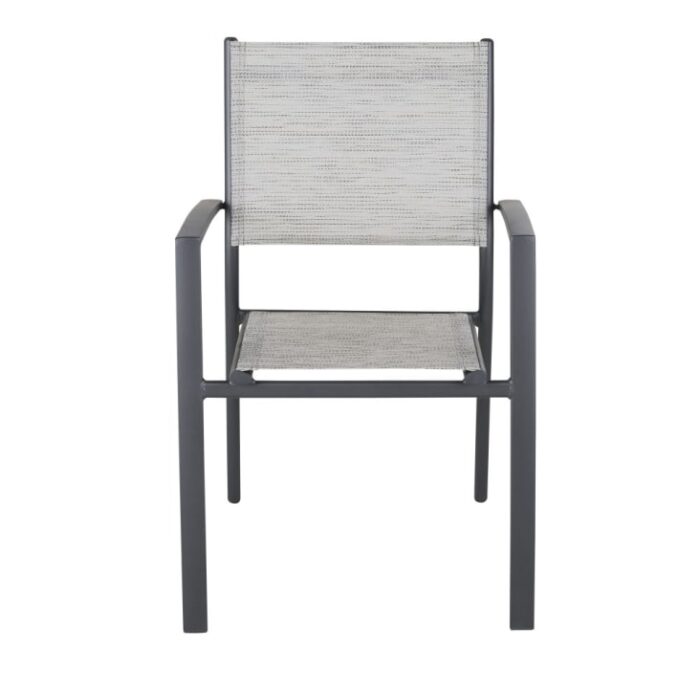 Isili - Fauteuil à dîner de jardin en aluminium gris anthracite – Image 3