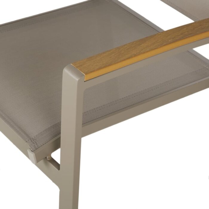 Fuji - Fauteuil à dîner de jardin en composite imitation teck et aluminium taupe – Image 4