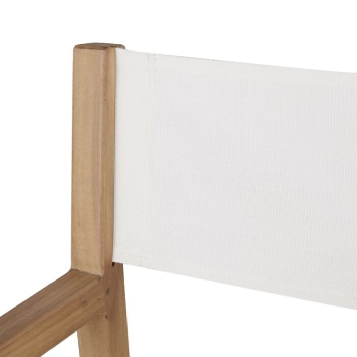 Mitch - Fauteuil à dîner de jardin pliant en toile plastifiée écrue et bois d'acacia massif – Image 5