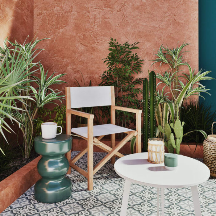 Mitch - Fauteuil à dîner de jardin pliant en toile plastifiée écrue et bois d'acacia massif – Image 6
