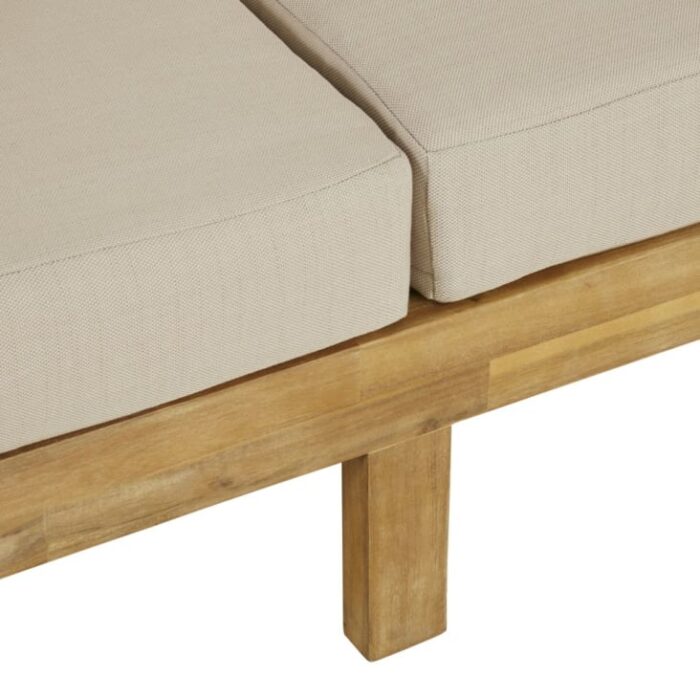 Maupiti - Lit à baldaquin d'extérieur en bois d'acacia et résine tressée avec toile taupe clair – Image 4