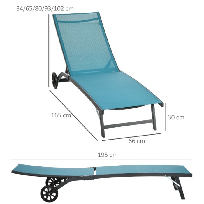 Outsunny - Lot de 2 bains de soleil transats inclinables aluminium textilène – Image 4