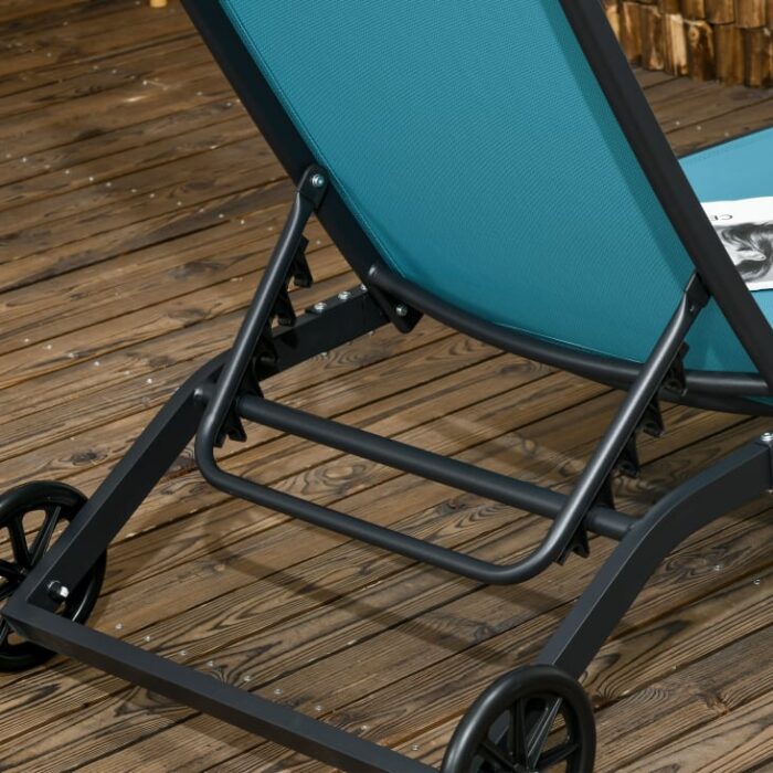 Outsunny - Lot de 2 bains de soleil transats inclinables aluminium textilène – Image 6