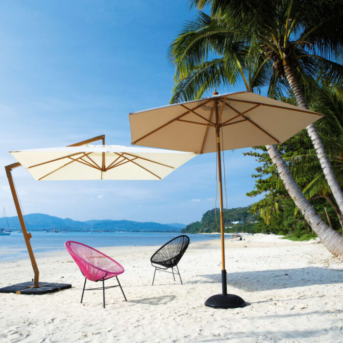 Palma - Parasol inclinable 3x3m en aluminium toile taupe – Image 2