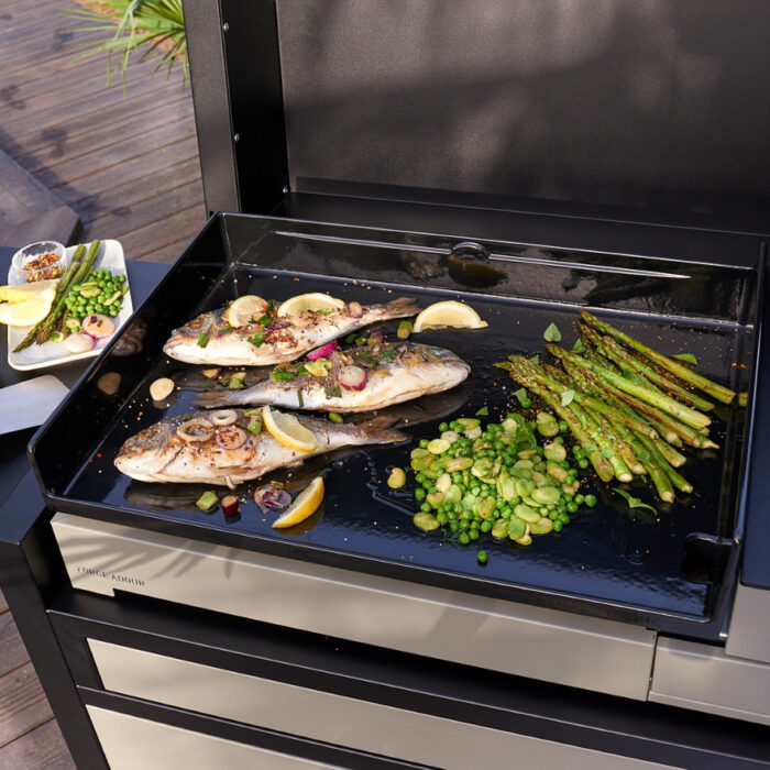 Plancha Premium Électrique 60 cm Acier noir et gris clair – Image 2